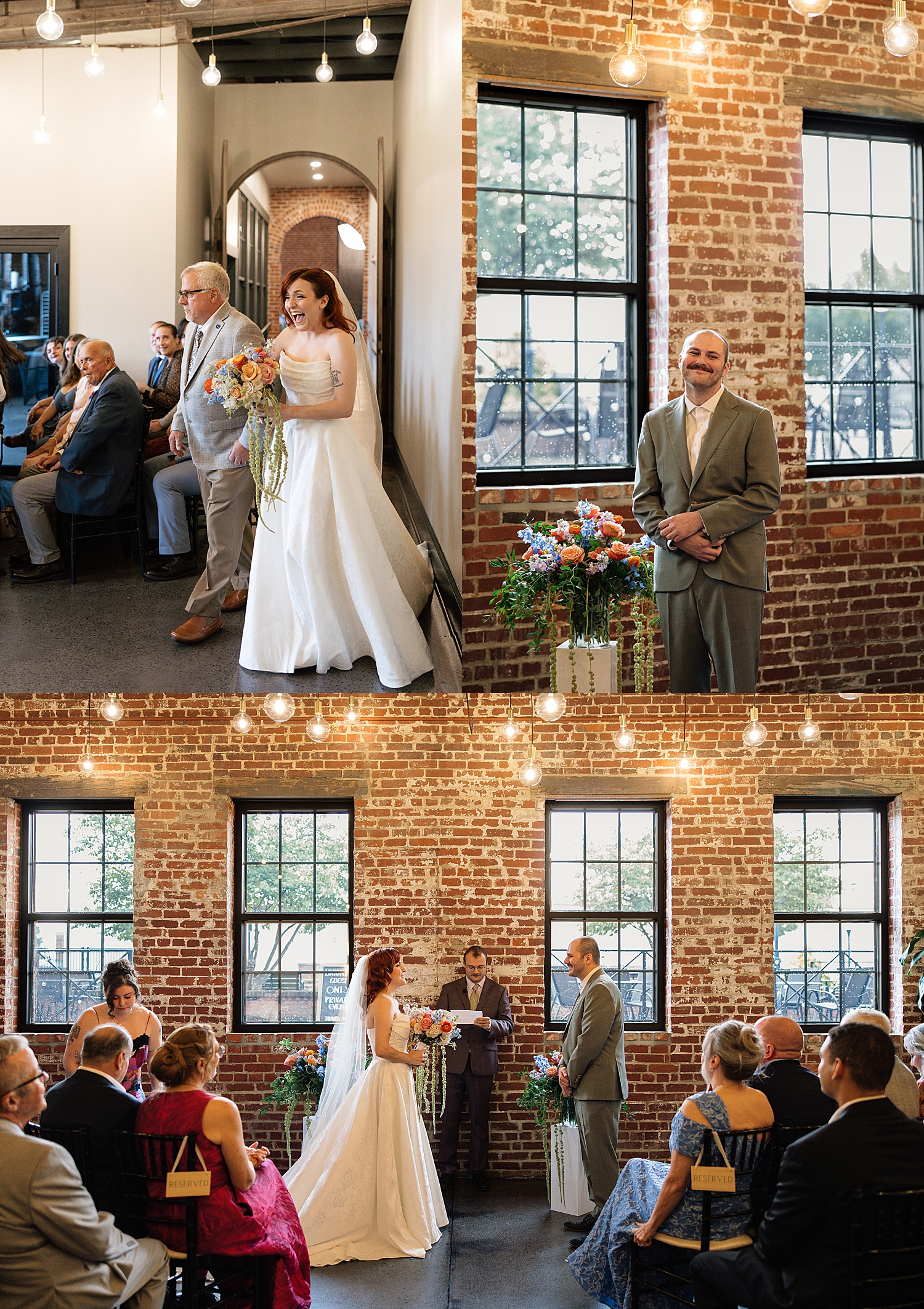 bride enters the ceremony space by Sharp Impressions Photography