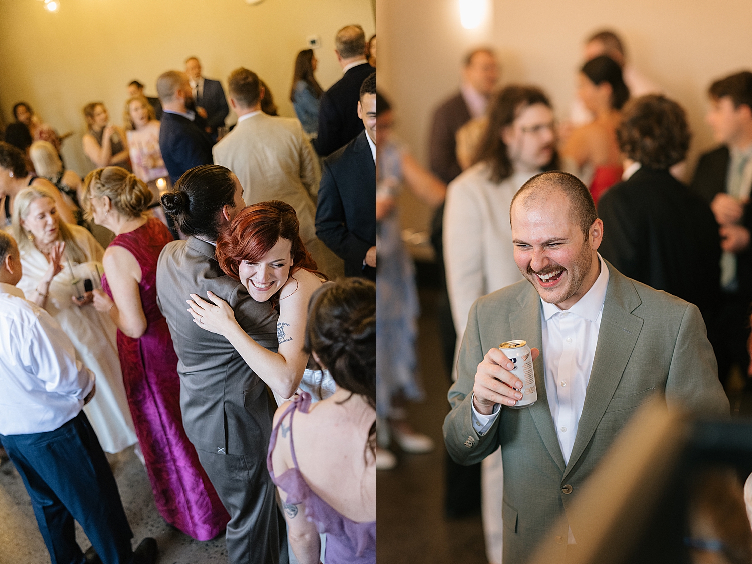 newlyweds greet guests during cocktail hour at Union Mills Public House