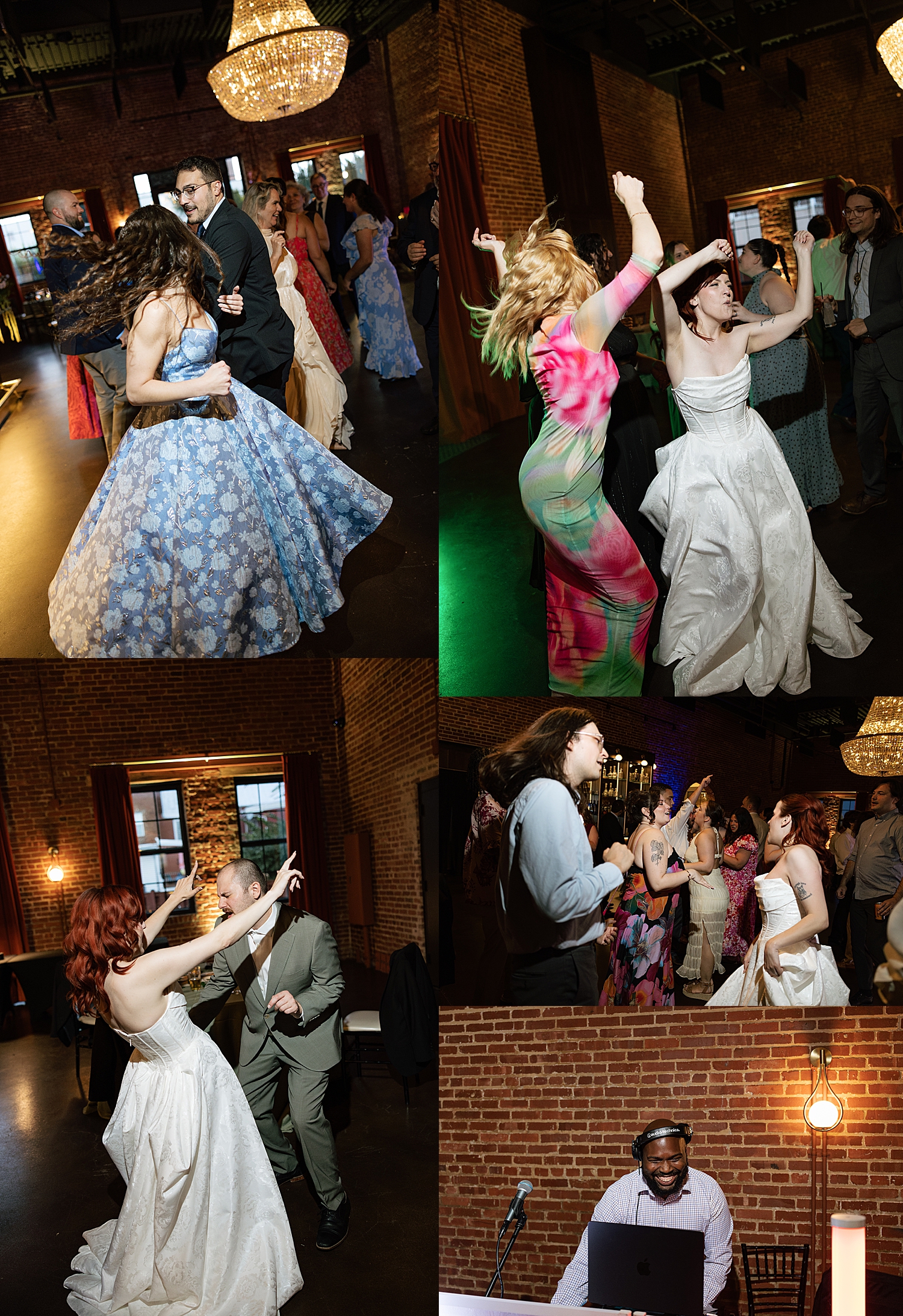 newlyweds dance with their guests at Union Mills Public House