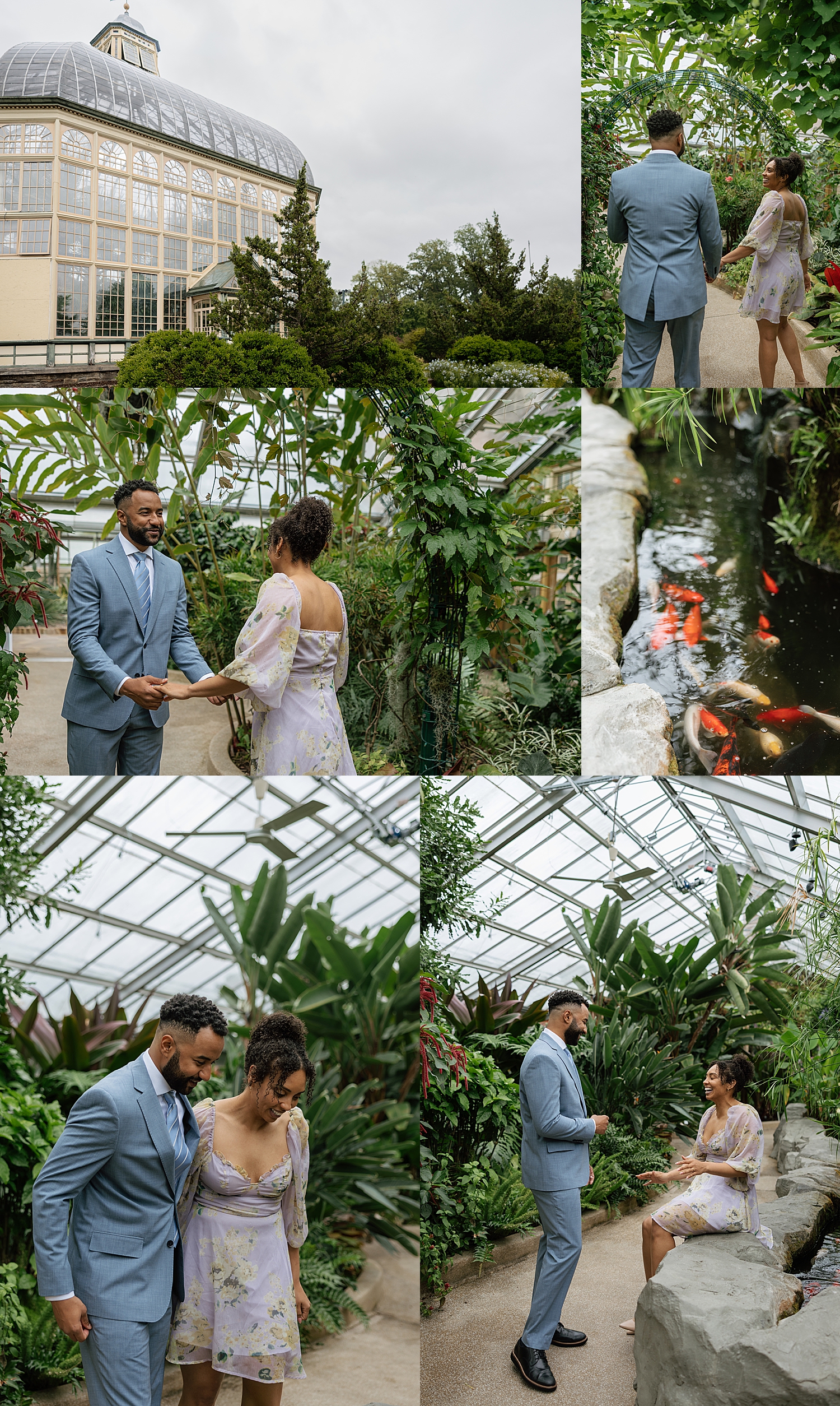 couple walks in greenhouse at Rawlings Conservatory