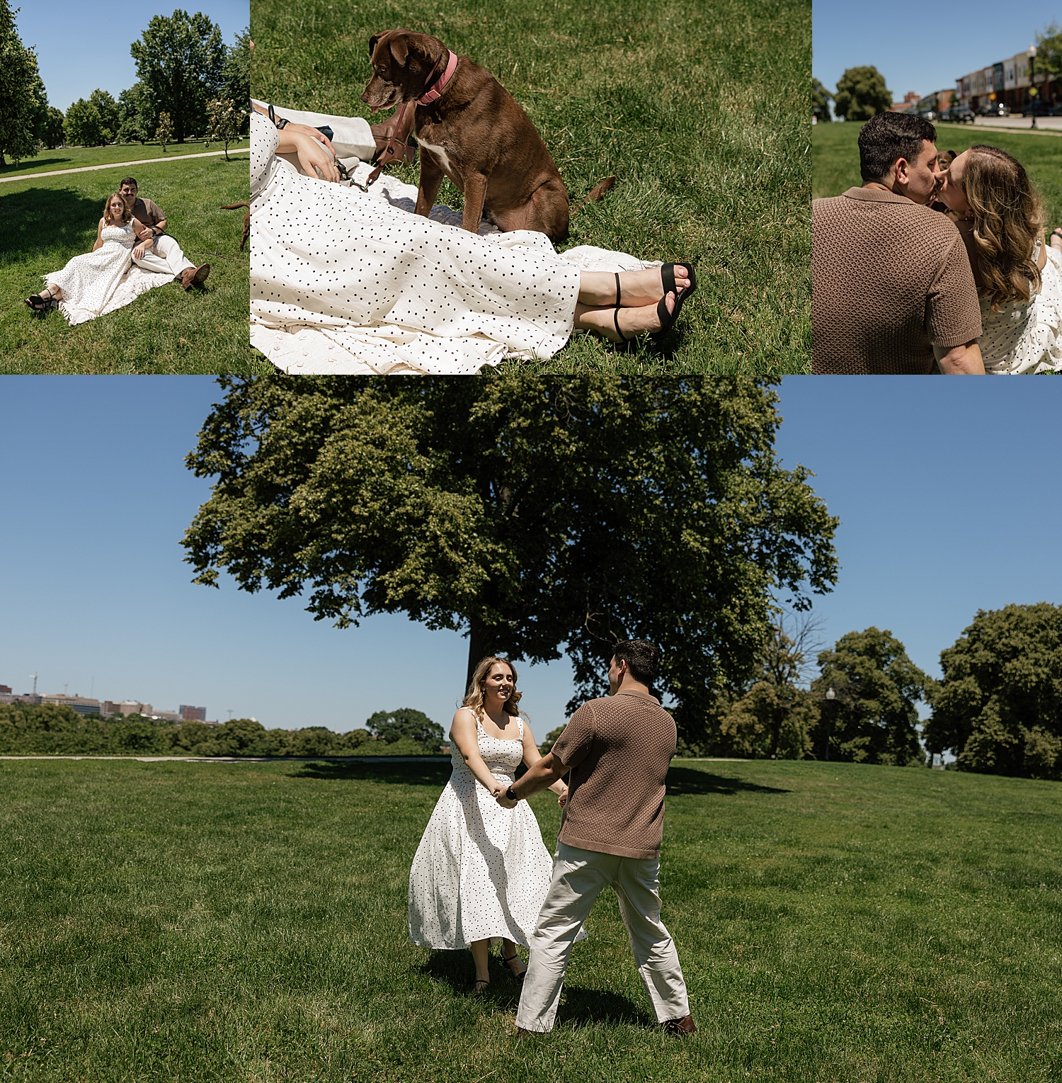 couple have a picnic with their dog on grass by Sharp Impressions Photography