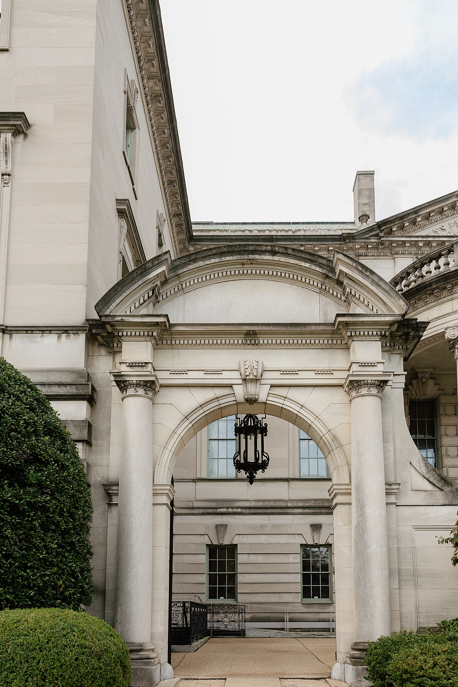 large stone architecture on historic building for Anderson House Elopement