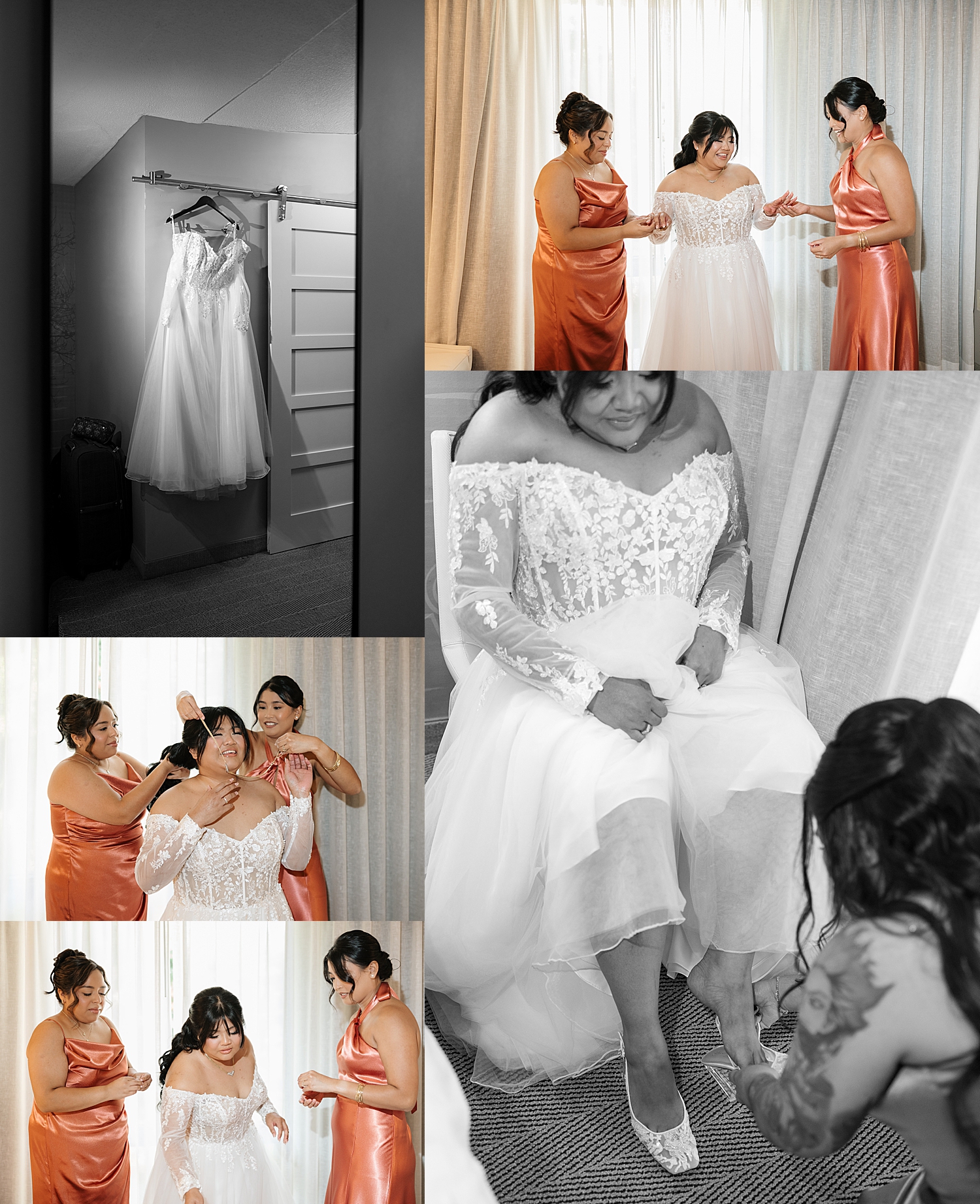 bride gets ready with her bridesmaids at The Mansion at Strathmore