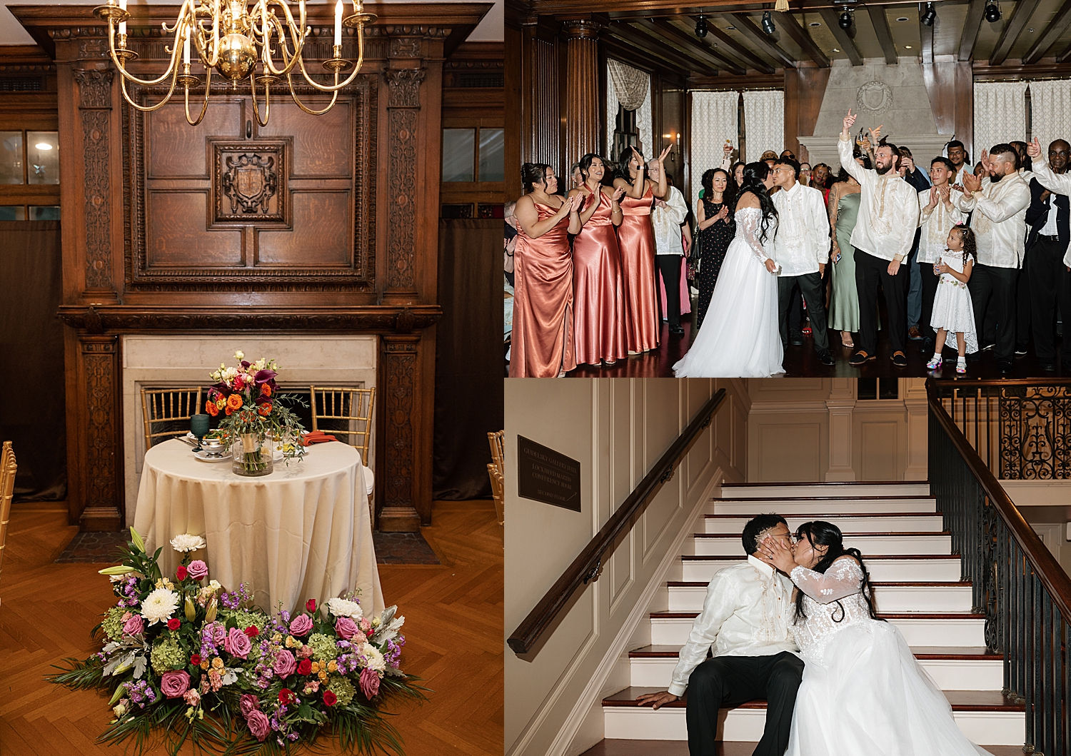 newlwyeds enter their reception to cheers by Sharp Impressions Photography